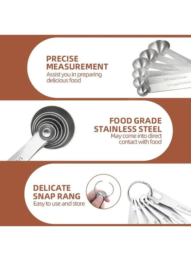 6 Piece Stainless Steel Measuring Spoons Set Metric And Imperial Units - Image 4